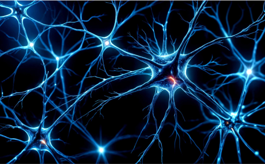 graphic of brain cells transmitting electric signals as studied ny therapists in bellevue wa